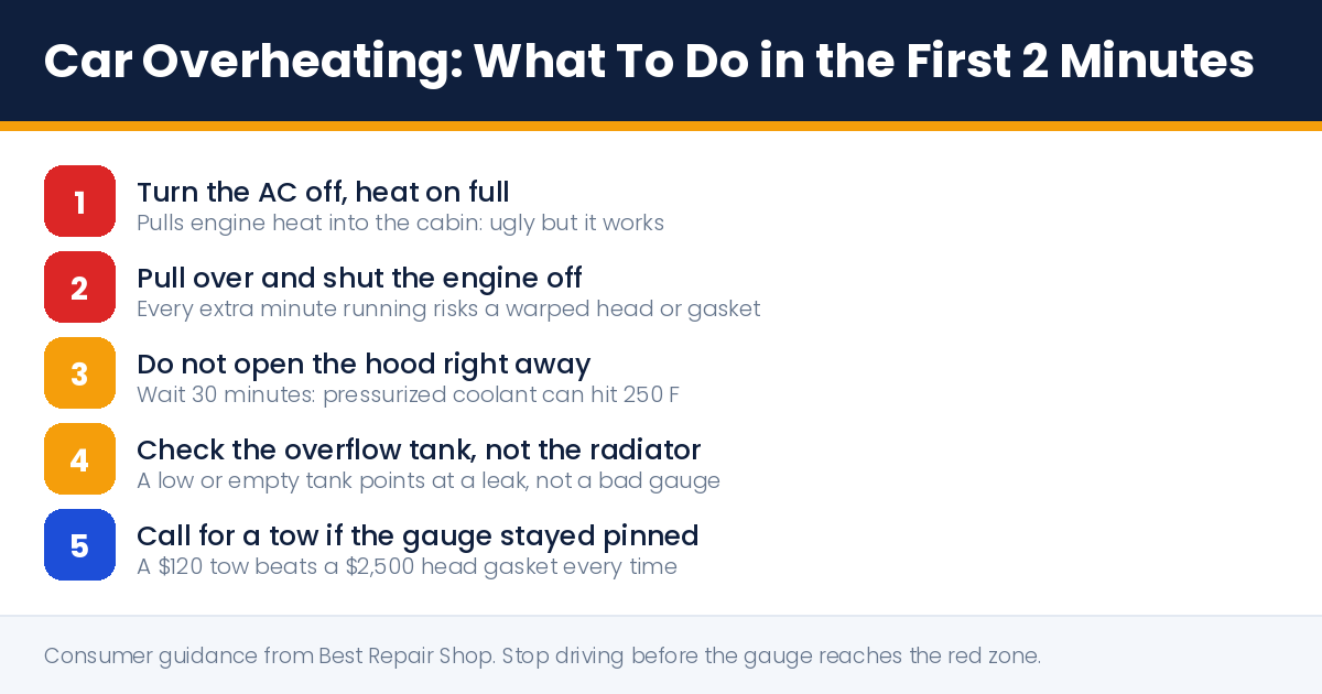 car overheating: the first five things to do when the temperature gauge climbs