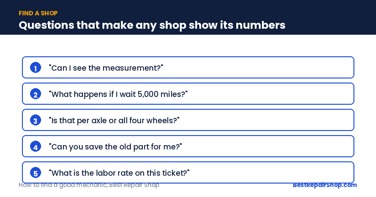 Questions to ask when learning how to find a good mechanic