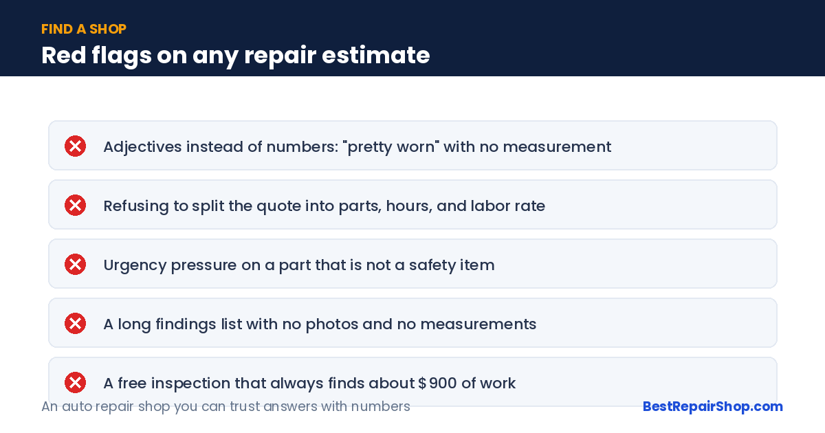 Red flags on a repair estimate from an auto repair shop you can trust