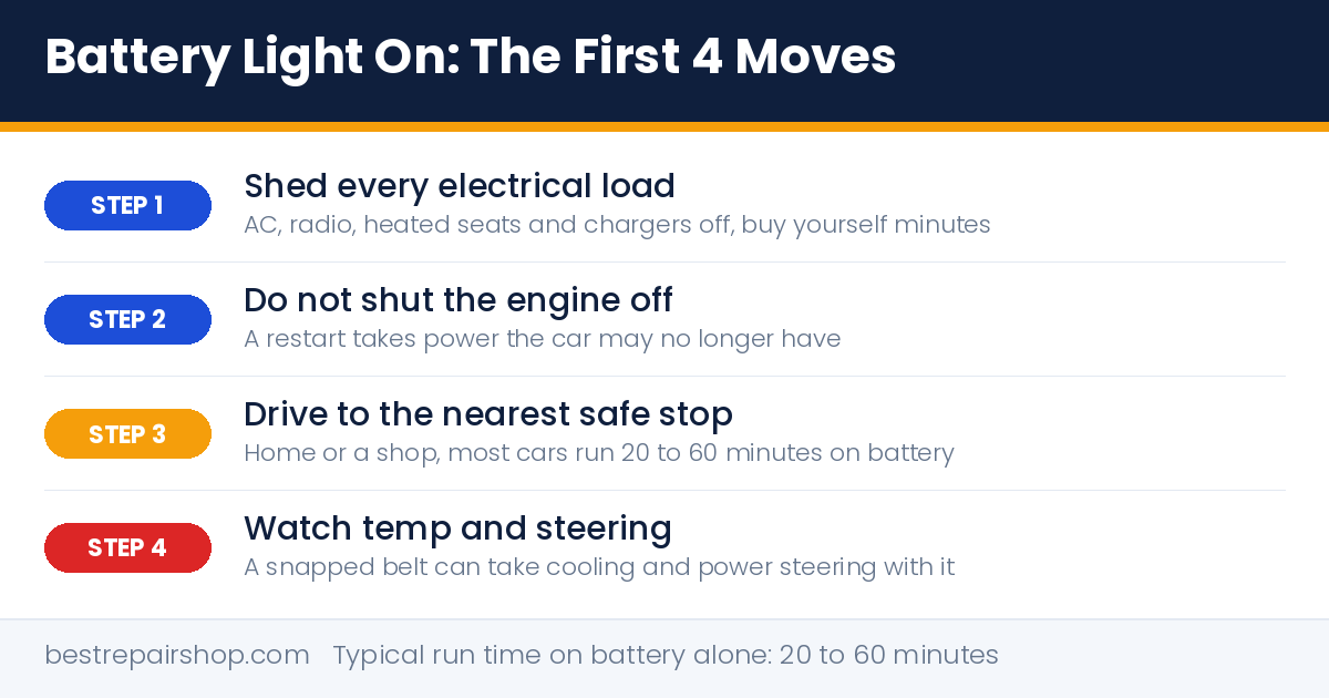 battery light on: the first 4 steps to take while driving