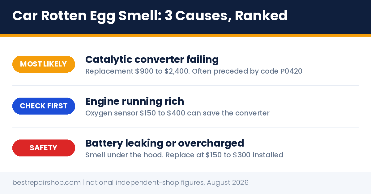 car rotten egg smell: the 3 causes ranked from most likely to safety risk
