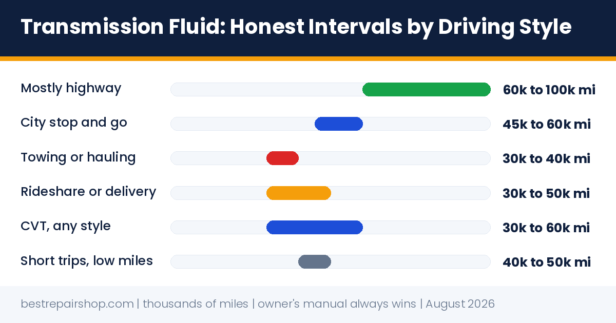 how often to change transmission fluid: honest mileage intervals for 6 driving styles