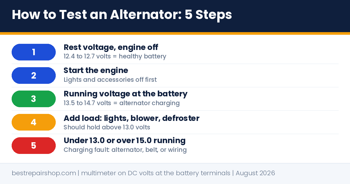 how to test alternator: 5 step multimeter voltage check from rest voltage to load test